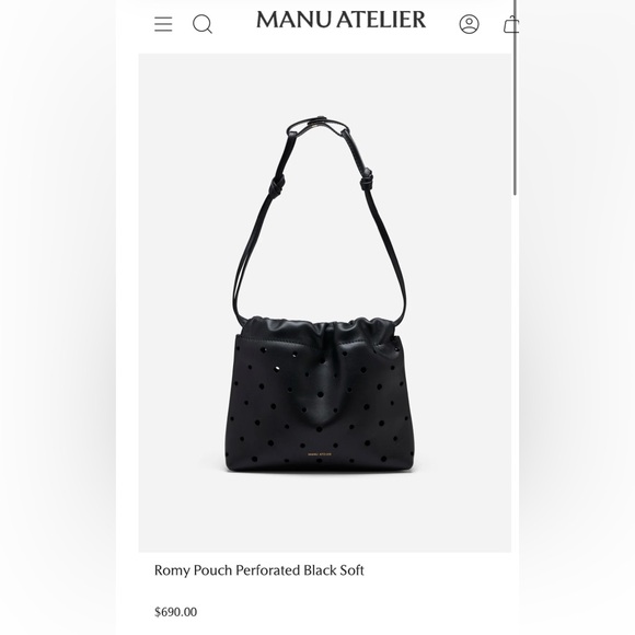Manu Atelier Handbags - Romy Pouch Perforated Black Leather Bag - Sold Out. BNWT, in box.